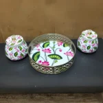 Pichwai Gold Plated Tray With Cow & Lotus Jar - Image 3