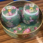 Pichwai Gold Plated Tray With Cow & Lotus Jar - Image 2